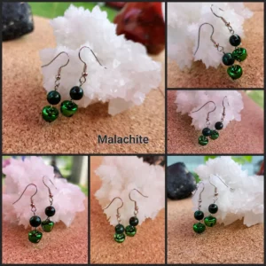Malachite Earrings with Bells