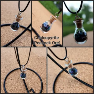 Chalcopyrite Glass Bottle Necklace