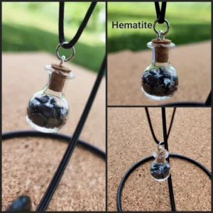 Hematite Glass Bottle Necklace