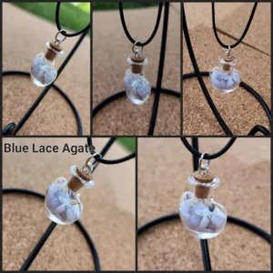 Blue Lace Agate Glass Bottle Necklace