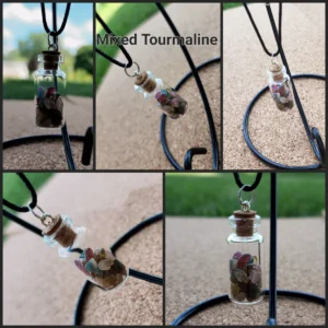 Mixed Tourmaline Glass Bottle Necklace