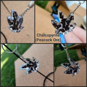 Chalcopyrite Pot Leaf Keychain