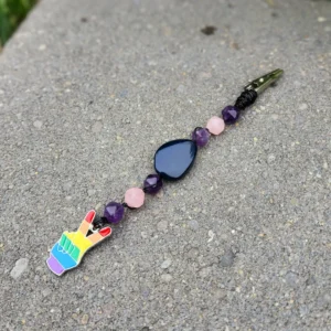 Bi Pride Crystal Roach Clips, Amethyst and Rose Quartz