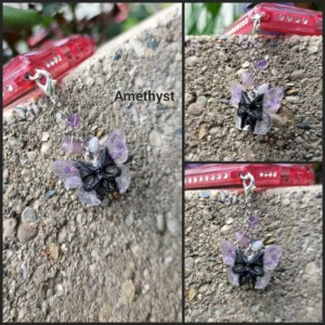Amethyst Butterfly Skull Phone Charm