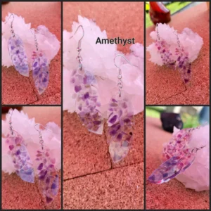 Amethyst Feather Earrings