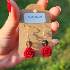Smoky Quartz Rose Earrings