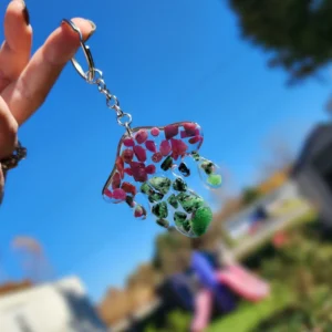Uv Reactive Ruby and Zoisite Mushroom Keychain