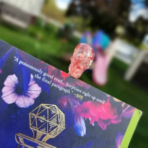 Rose Quartz Skull Bookmark