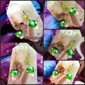 Peridot Mushroom Earrings