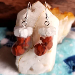 Chunky Red Jasper and Howlite Stocking Earrings