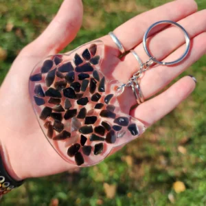 Rainbow Obsidian Cat Keychain