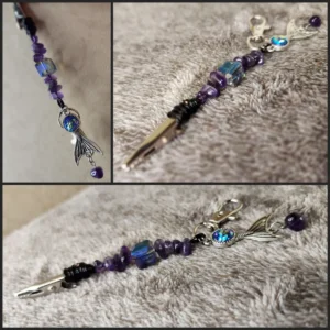 Amethyst Mini Roach Clip Keychain with Mermaid Tail