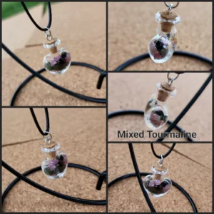 Mixed Tourmaline Glass Bottle Necklace