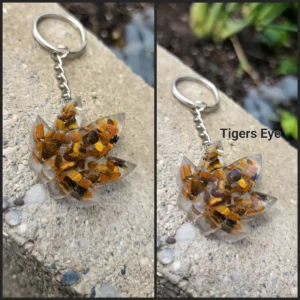 Tigers Eye Pot Leaf Keychain