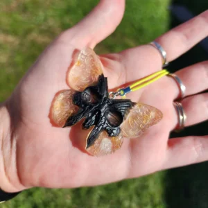 Citrine Butterfly Skull Hanging Car Charm