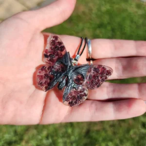 Garnet Butterfly Skull Hanging Car Charm