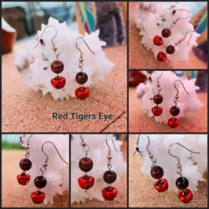 Red Tigers Eye Earrings with Bells