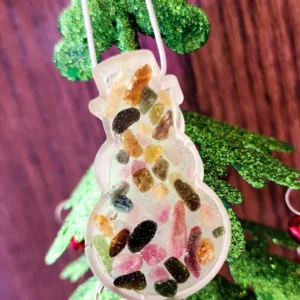 Mixed Tourmaline Snowman Christmas Ornament