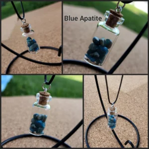 Blue Apatite Glass Bottle Necklace