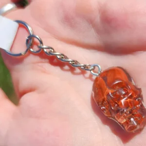 Red Jasper Skull Keychain
