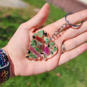Uv Reactive Ruby and Zoisite Poision Apple Keychain