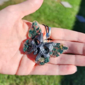 Bloodstone Butterfly Skull Hanging Car Charm