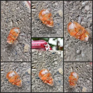 Carnelian Skull Phone Charm