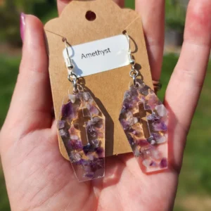 Amethyst Coffin Earrings