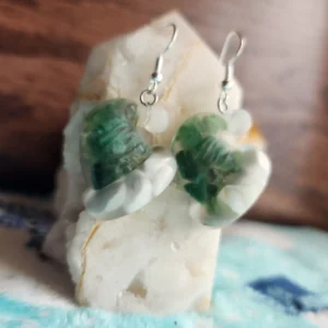 Emerald and Howlite Santa Hat Earrings