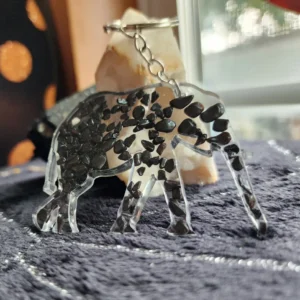 Hematite Elephant Keychain