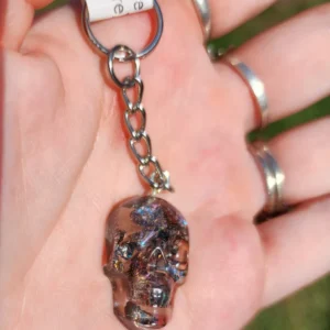Chalcopyrite Skull Keychain