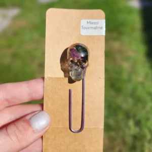 Mixed Tourmaline Skull Bookmark