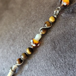 Tigers Eye Roach Clips with Mushroom Charms