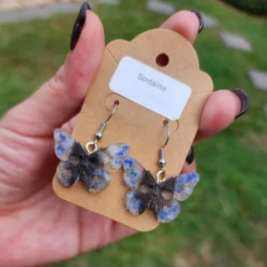 Sodalite Butterfly Skull Earrings