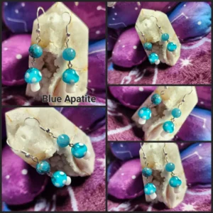 Blue Apatite Mushroom Earrings