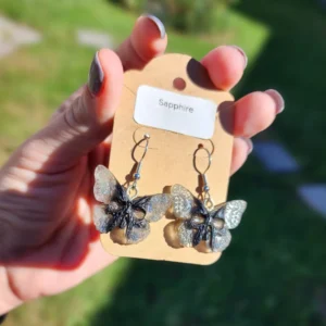 Sapphire Butterfly Skull Earrings