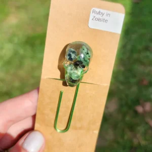 Ruby in Zoisite Skull Bookmark