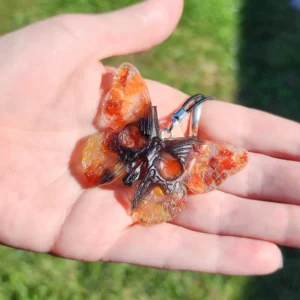 Carnelian Butterfly Skull Hanging Car Charm