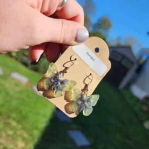 Peridot Butterfly Skull Earrings