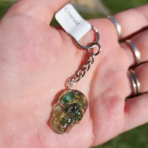 Emerald Skull Keychain