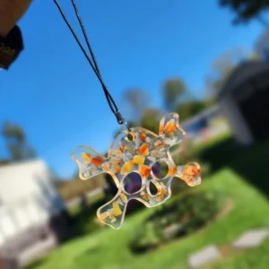 Carnelian Skull and Cross Bones Hanging Car Charm