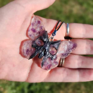 Amethyst Butterfly Skull Hanging Car Charm