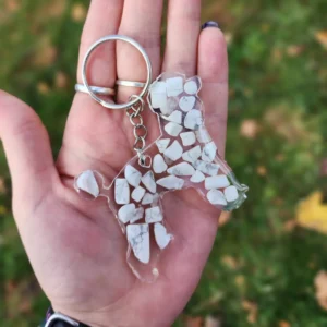 Howlite Poodle Keychain