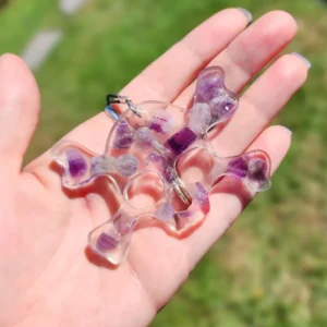 Amethyst Skull and Cross Bones Hanging Car Charm