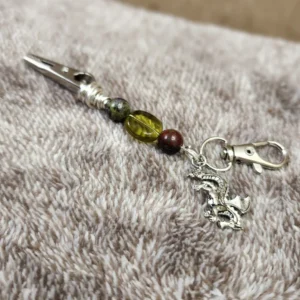 Dragons Blood Jasper Mini Roach Clip Keychain with Dragon charm