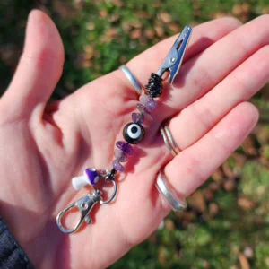 Amethyst Mini Roach Clip with Mushroom Charm