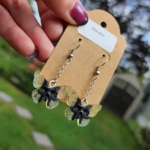 Peridot Butterfly Skull Earrings