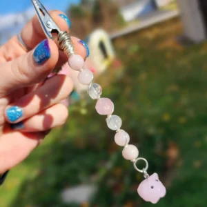 Rose Quartz Roach Clips with a Piggy Charm
