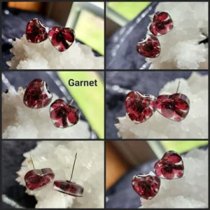 Garnet Heart Earrings