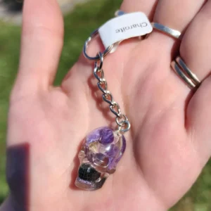 Charoite Skull Keychain
